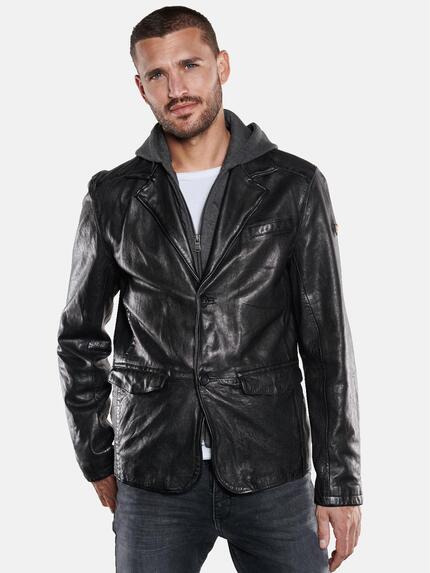emilio adani Lederjacke mit Sweat-Inlet Schwarz