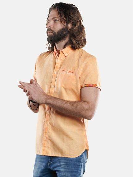 emilio adani Kurzarmhemd mit floralen Kontraststoffdetails Sonnenorange