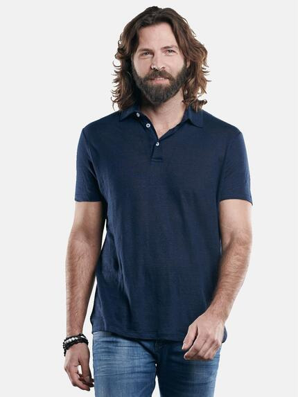 emilio adani Hochwertiges Poloshirt aus reinem Leinen Saphirblau