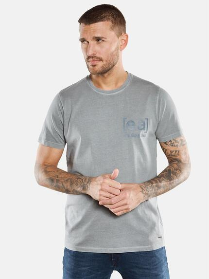 emilio adani T-Shirt Rundhals mit Print Silbergrau