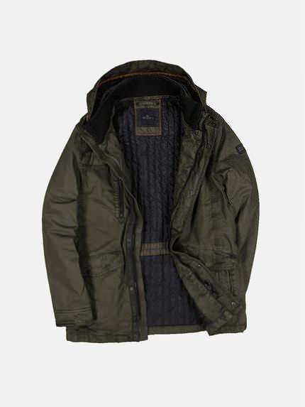 engbers Herren Baumwoll-Jacke mit abnehmbarer Kapuze Oliv 33563