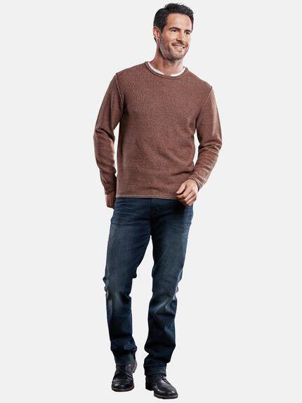 engbers Herren Rundhalspullover mit Rollkanten Dunkelorange 28923