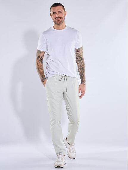 emilio adani Herren Chino-Hose mit Tunnelzug Hellgrau 40351