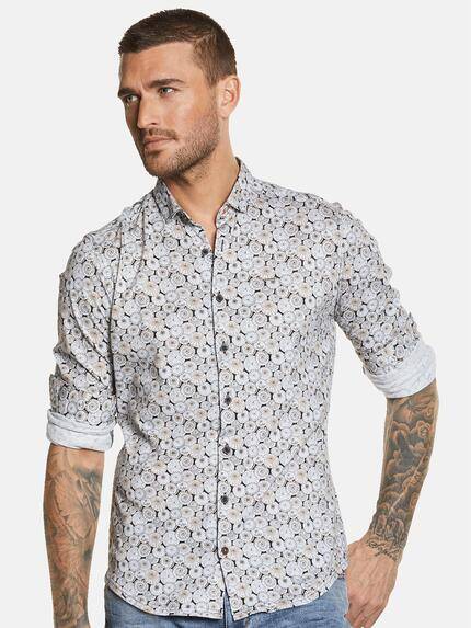 emilio adani Herren Langarm-Hemd gemustert Beige 34643 emilio adani Herren Langarm-Hemd gemustert Beige 34643
