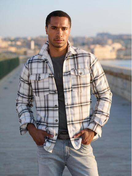emilio adani Overshirt kariert Naturweiss