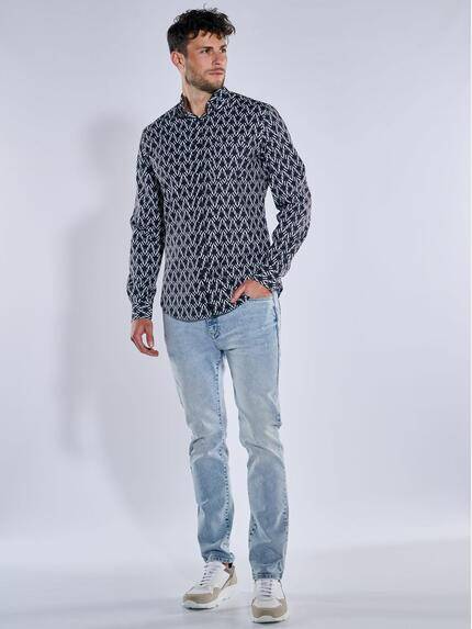 emilio adani Herren Langarm-Hemd gemustert Blau 39160 emilio adani Herren Langarm-Hemd gemustert Blau 39160