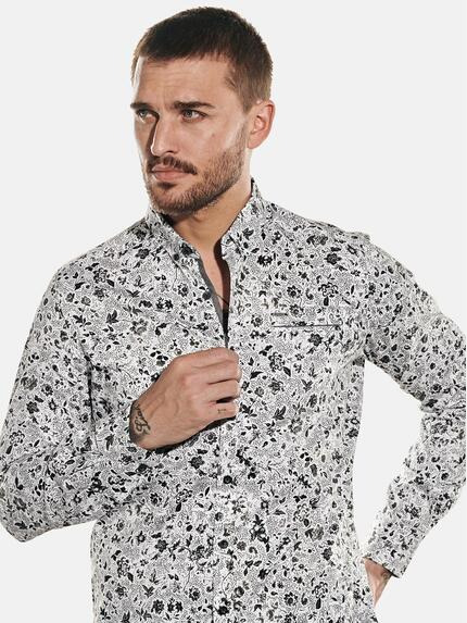 emilio adani Herren Langarm-Hemd mit All-Over-Print Grau 31951 emilio adani Herren Langarm-Hemd mit All-Over-Print Grau 31951