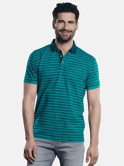 engbers Poloshirt gestreift Petrolgruen