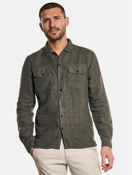 emilio adani Langarm-Hemd im Overshirt Design Oliv