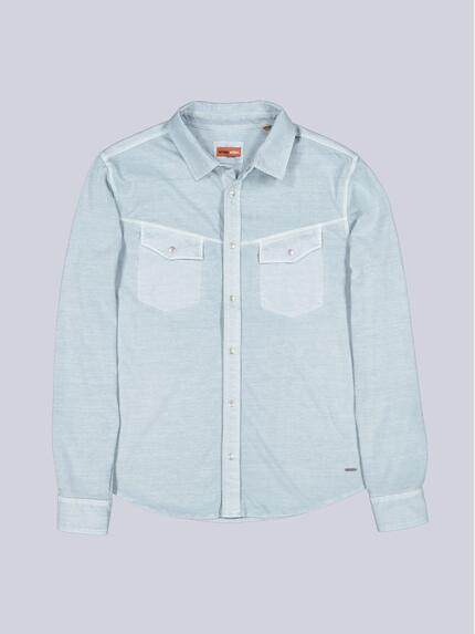 emilio adani Herren Langarm-Hemd uni Blau 39170