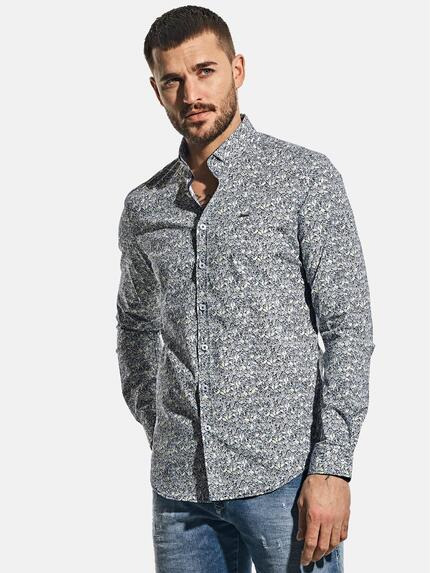 emilio adani Floral bedrucktes Langarmhemd Cyangruen