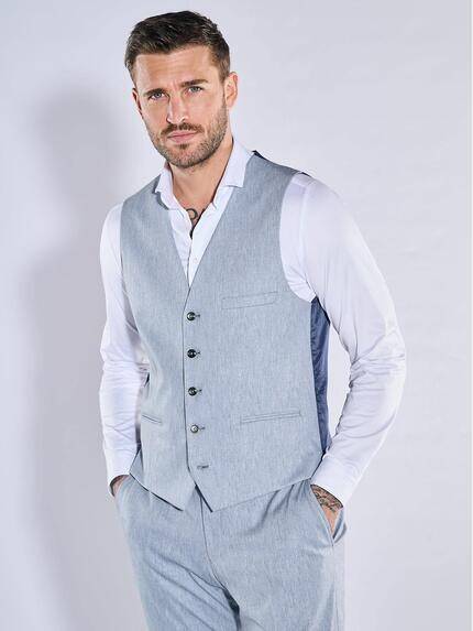 emilio adani Herren Anzug-Weste slim fit Blau 38444