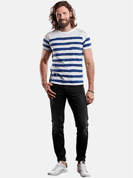 emilio adani Herren Rundhalsshirt im Streifendesign Weiß 28565 emilio adani Herren Rundhalsshirt im Streifendesign Weiß 28565