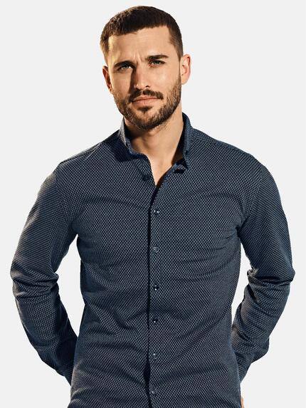 emilio adani Herren Jerseyhemd mit Minimalmuster Blau 30907 emilio adani Herren Jerseyhemd mit Minimalmuster Blau 30907