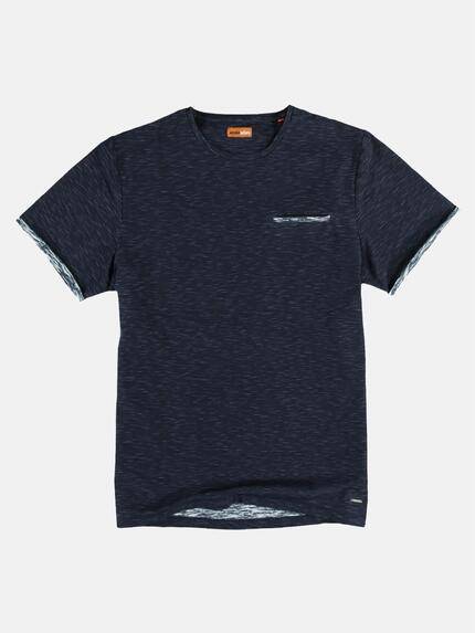 emilio adani Herren Slub Garn T-Shirt Blau 23380