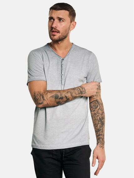 emilio adani Henley T-Shirt Grau