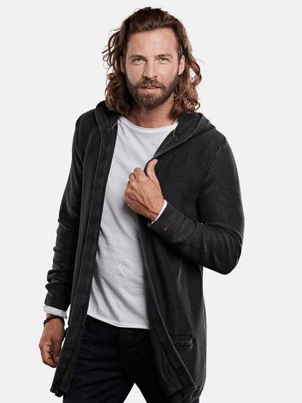emilio adani Herren modischer Cardigan mit Kapuze Grau 28940 emilio adani Herren modischer Cardigan mit Kapuze Grau 28940