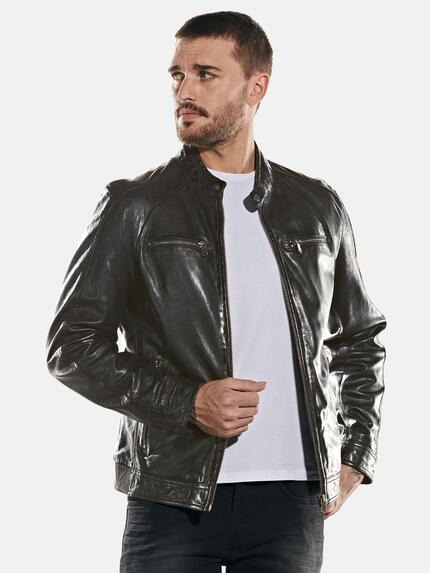 emilio adani Lederjacke sportiv Schwarz