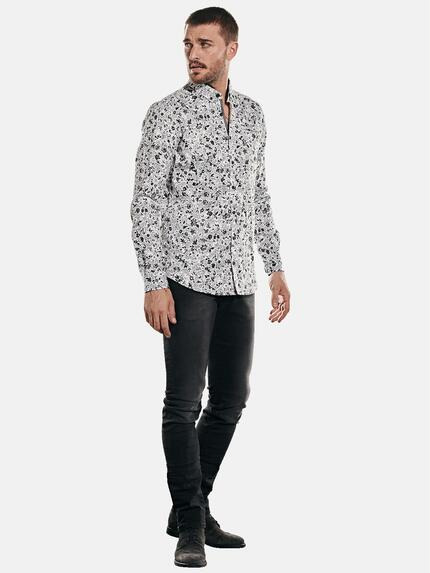 emilio adani Herren Langarm-Hemd mit All-Over-Print Grau 31951 emilio adani Herren Langarm-Hemd mit All-Over-Print Grau 31951