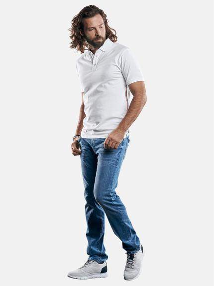 emilio adani Herren sportives Poloshirt mit Galonstreifen Weiß 29247