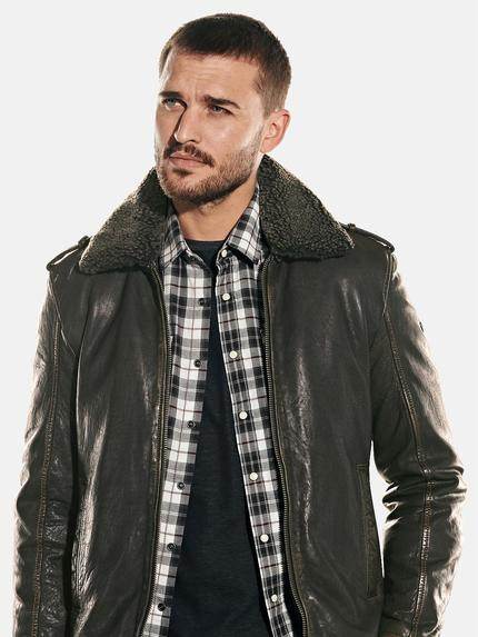emilio adani Herren Lederjacke mit abnehmbaren Kragen Braun 31876 emilio adani Herren Lederjacke mit abnehmbaren Kragen Braun 31876