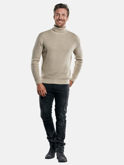 emilio adani Herren Rollkragenpullover grobmaschig Beige 30472