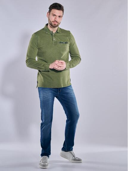 engbers Herren Langarm-Shirt mit Polo-Kragen Grün 36354 engbers Herren Langarm-Shirt mit Polo-Kragen Grün 36354