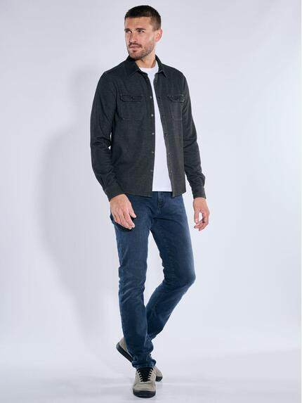 emilio adani Herren Langarm-Shirt mit Polokragen Schwarz 39580