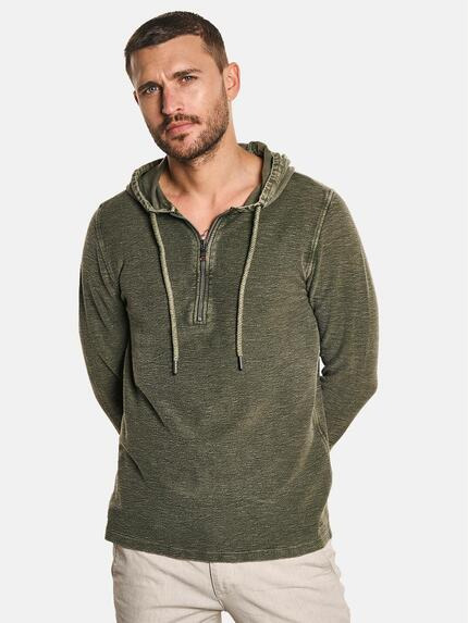 emilio adani Langarm-Shirt mit Kapuze Oliv
