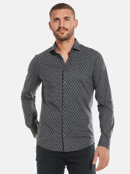 emilio adani Langarm-Hemd aus Jersey Saphirblau