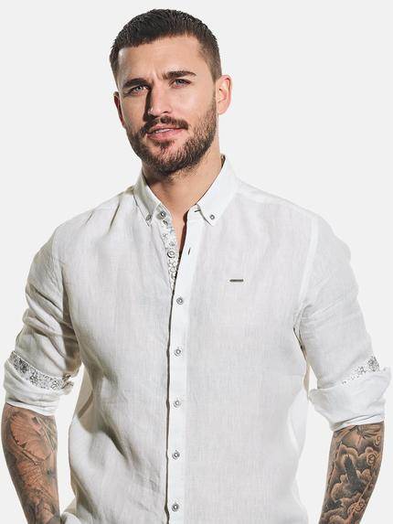 emilio adani Herren Langarm-Hemd Leinen Weiß 32222 emilio adani Herren Langarm-Hemd Leinen Weiß 32222