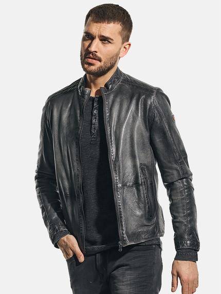 emilio adani Rustikale Lederjacke im Bikerstyle Grau