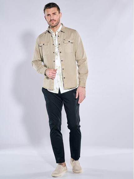 emilio adani Herren Overshirt in Twill-Warenqualität Sand 38638