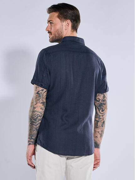 emilio adani Herren Kurzarm-Hemd strukturiert Blau 38909 emilio adani Herren Kurzarm-Hemd strukturiert Blau 38909