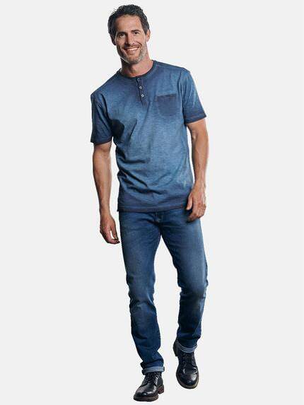 engbers Herren Lässiges Henley T-Shirt in außergewöhnlicher Optik Blau 29873 engbers Herren Lässiges Henley T-Shirt in außergewöhnlicher Optik Blau 29873