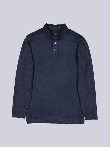 engbers Herren Langarm-Shirt mit Polokragen Saphirblau 39223