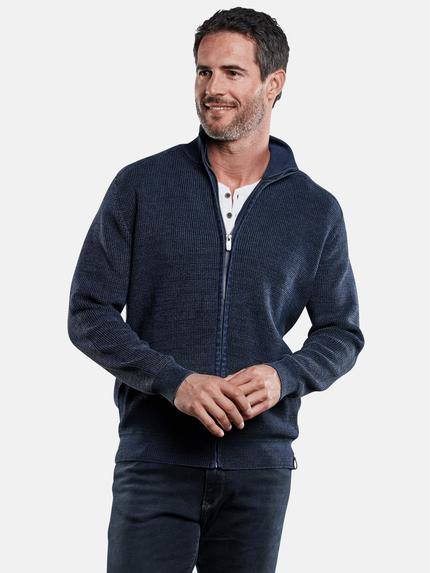 engbers leicht moulinierte Strickjacke Indigoblau