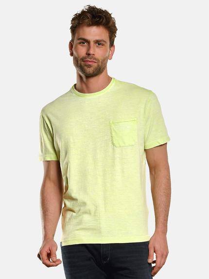 engbers T-Shirt mit Leinenanteil Limonengelb