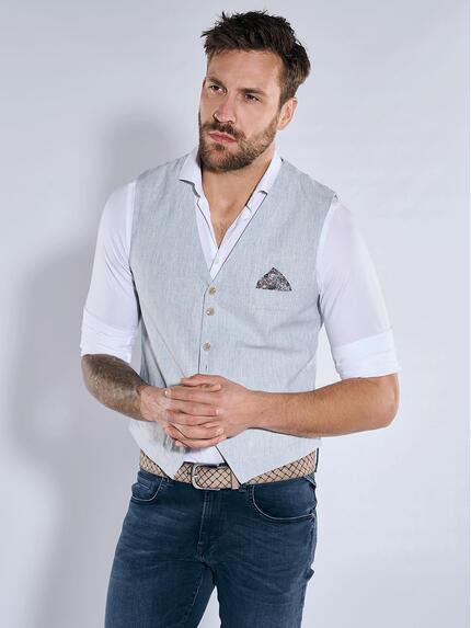 emilio adani Herren Sakko-Weste slim fit Blau 36525