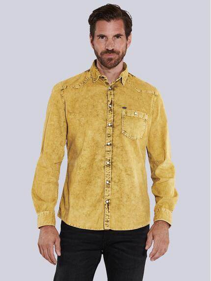 engbers Herren Langarm-Hemd uni Gelb 35657