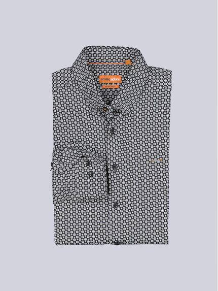 emilio adani Herren Langarm-Hemd gemustert Schwarz 39597