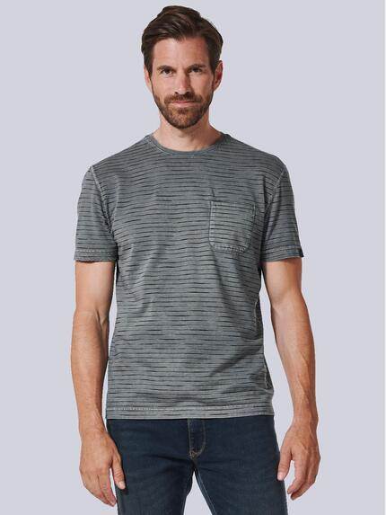engbers T-Shirt gestreift Kieselgrau