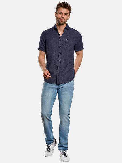 engbers Herren Kurzarm-Hemd mit Minimalprint Marineblau 33058