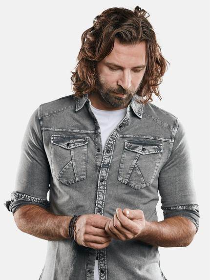 emilio adani Herren Baumwoll-Jersey-Hemd Grau 29166 emilio adani Herren Baumwoll-Jersey-Hemd Grau 29166