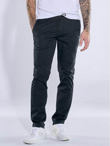 emilio adani Herren Chino mit Tunnelzug Schwarz 38273