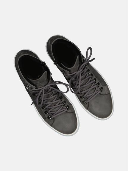 emilio adani Herren High-Sneaker aus Nubukleder Grau 31935