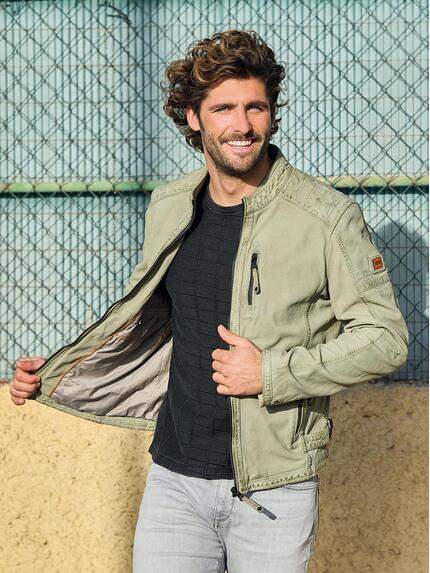 emilio adani Herren Lederjacke aus Nubukleder Grün 38417
