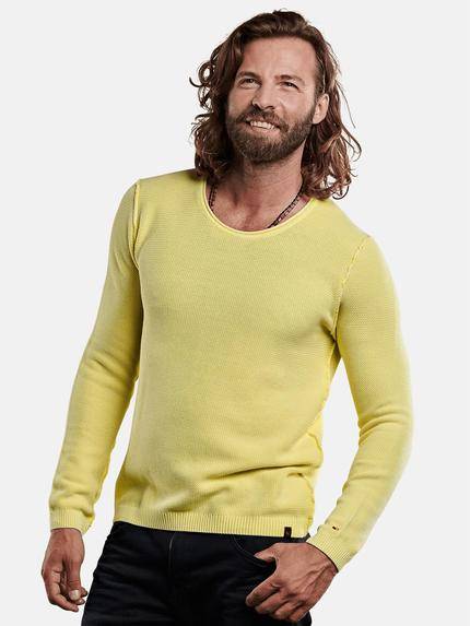 emilio adani Rundhals Pullover Hellgelb