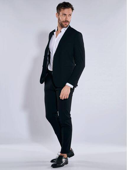 emilio adani Herren Anzug-Sakko slim fit Schwarz 36483