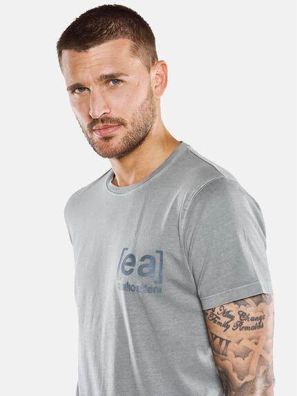 emilio adani Herren T-Shirt Rundhals mit Print Grau 33417